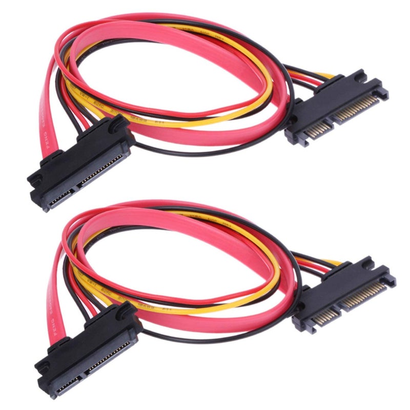 RLECS 2-Pack 50cm SATA Power Cable 22Pin (7+15) Male Plug to 22 Pin Female Jack Connector SATA Serial ATA Data Power Combo Extension Cables Wire Cords - Image 1